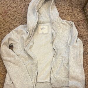 Abercrombie & Fitch Light Gray Zip-Up Hoodie